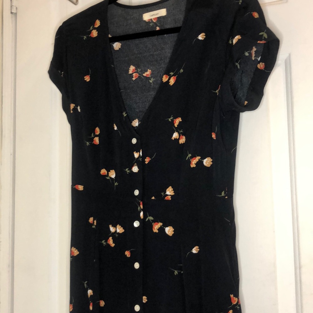 Navy blue/tulip print dress. Worn only once.